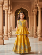 Effortless Embroidery Work Pure Gold crush Lehengha and Top for Kids