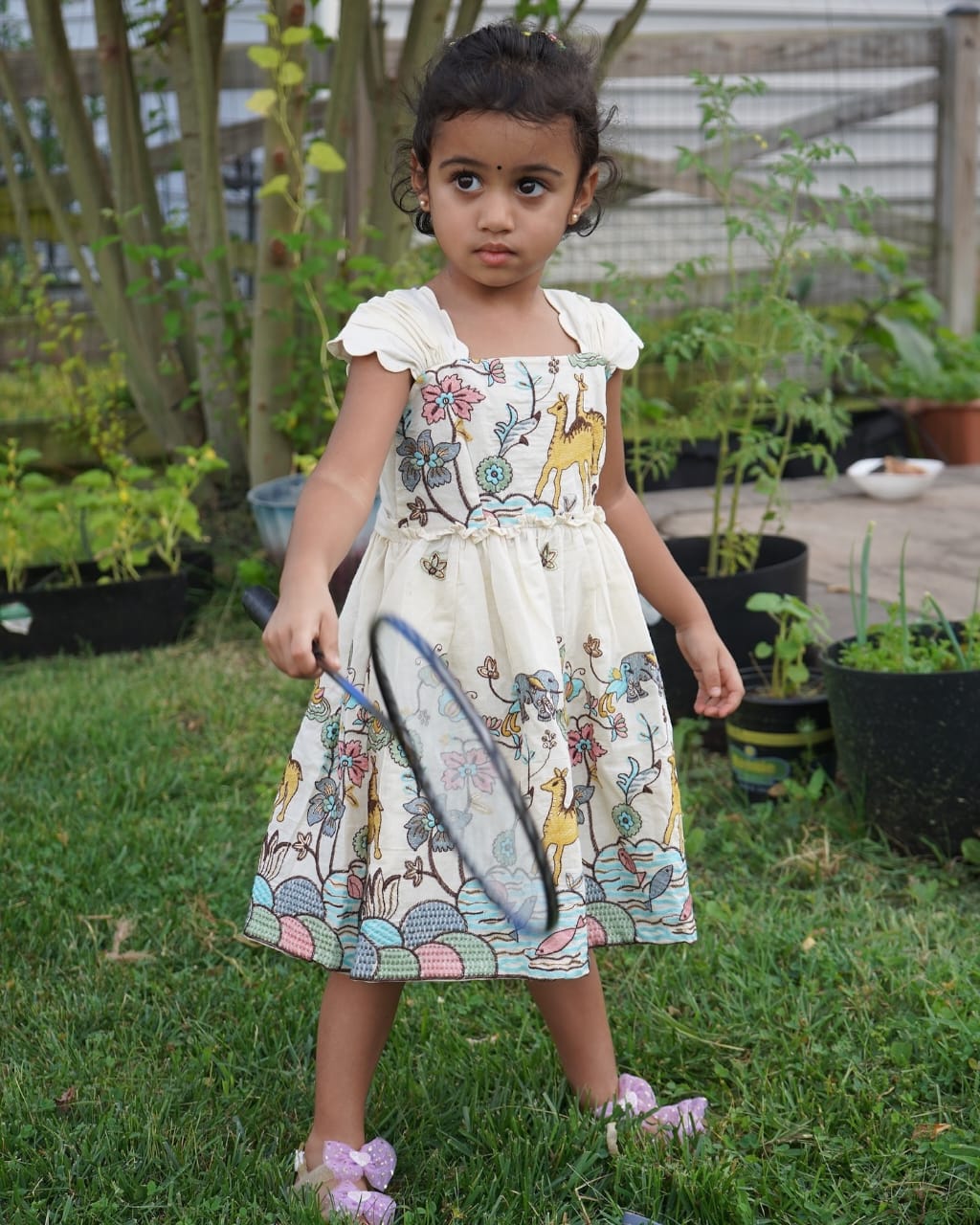 Luxury Khadi Cotton Heavy  Embroidery Work  Kids Frock