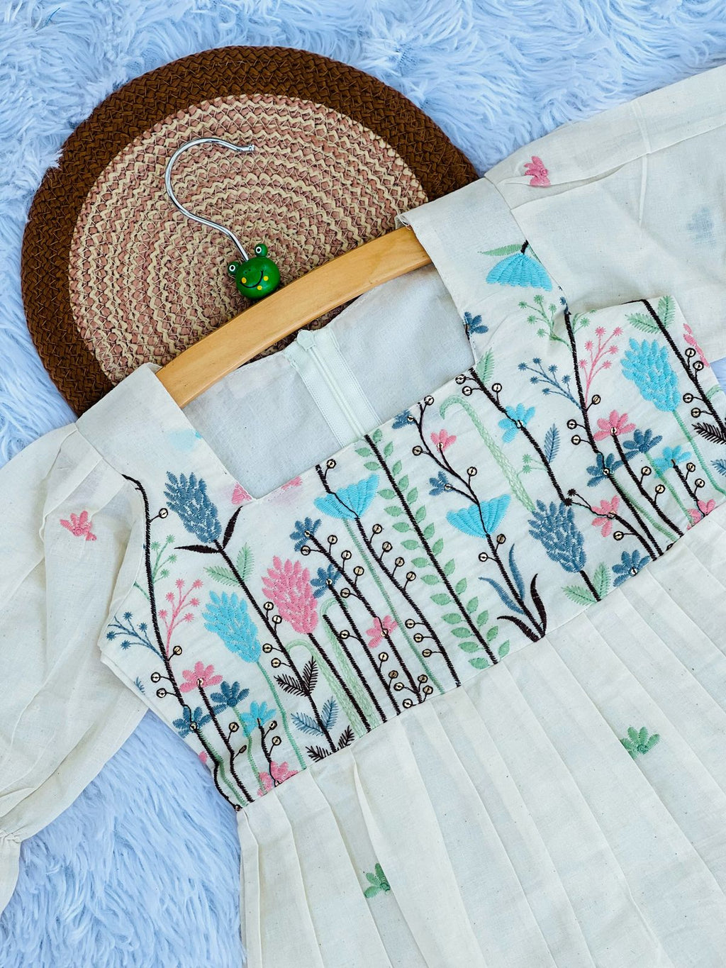 Exquisite Embroidery Work on Khadi Cotton Fabric Kids Frock&nbsp;