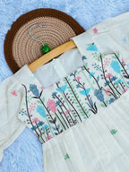 Exquisite Embroidery Work on Khadi Cotton Fabric Kids Frock&nbsp;