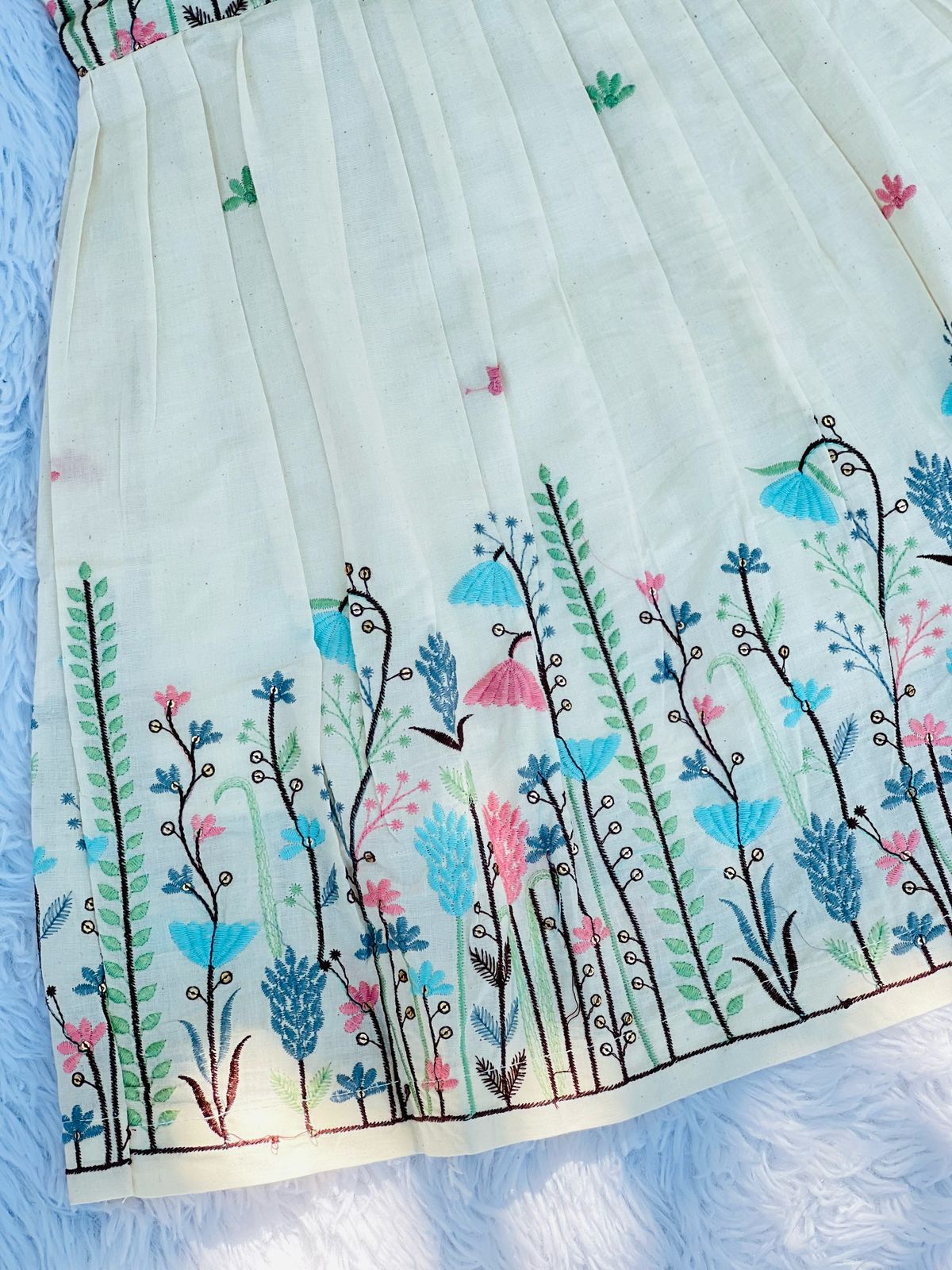 Exquisite Embroidery Work on Khadi Cotton Fabric Kids Frock&nbsp;