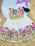 Innovative Flower Work Pure Kora Cotton Lehengha and Top for Kids
