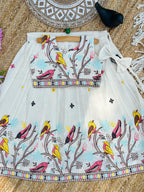 Comfy Premium Cotton Silk Flower work Lhengha with Top for kids