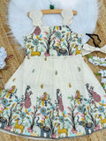 Byzantine Embroidery Work on Pure Khadi Cotton Fabric Kids Frock