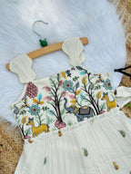 Byzantine Embroidery Work on Pure Khadi Cotton Fabric Kids Frock