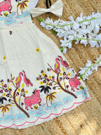 Vibrant Luxury Embroidery Work on Khadi Cotton Fabric Kids Frock