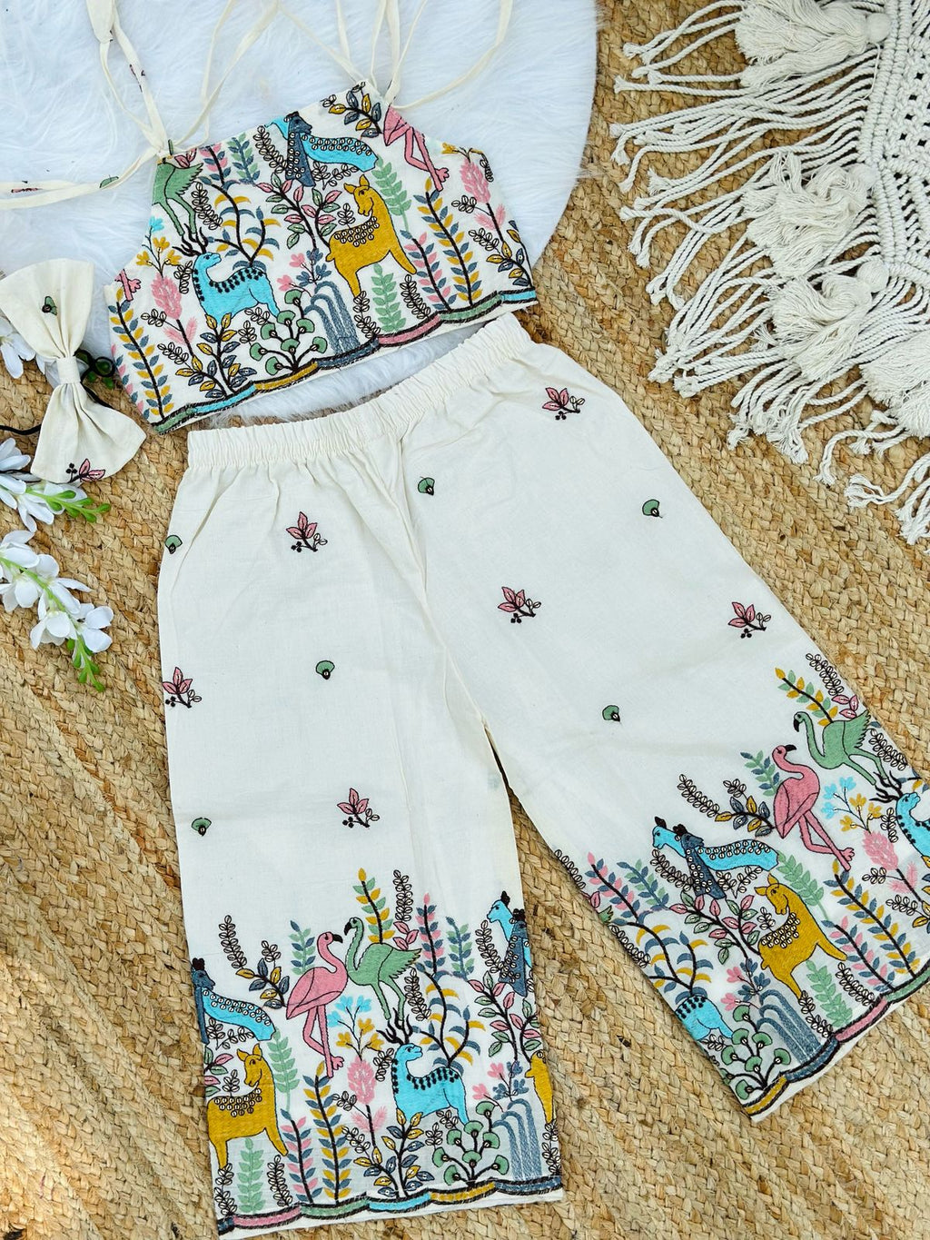 Byzantine Premium EmbroideryWork On Khadi Cotton Fabric Kids Cord-Set