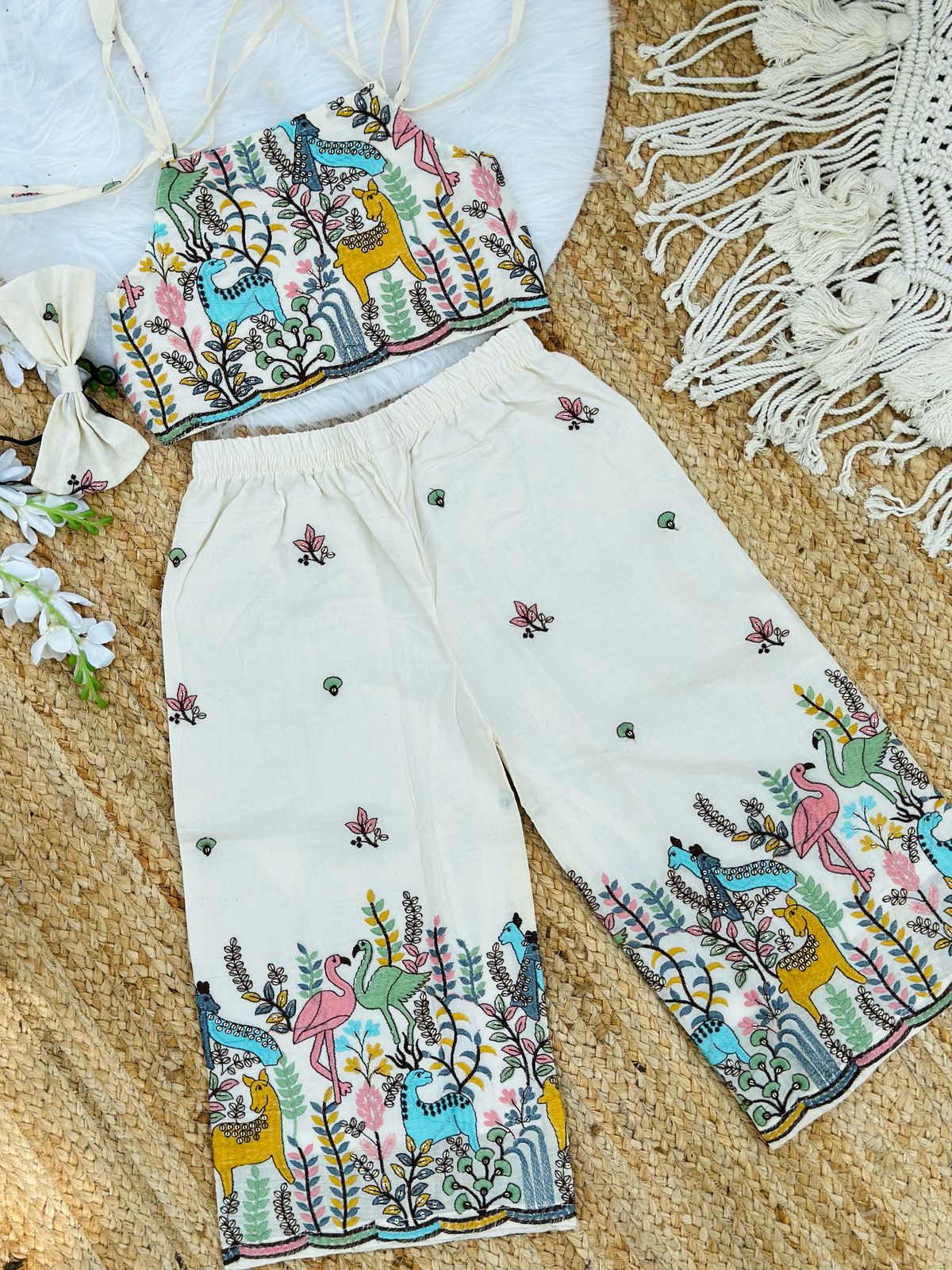 Byzantine Premium EmbroideryWork On Khadi Cotton Fabric Kids Cord-Set