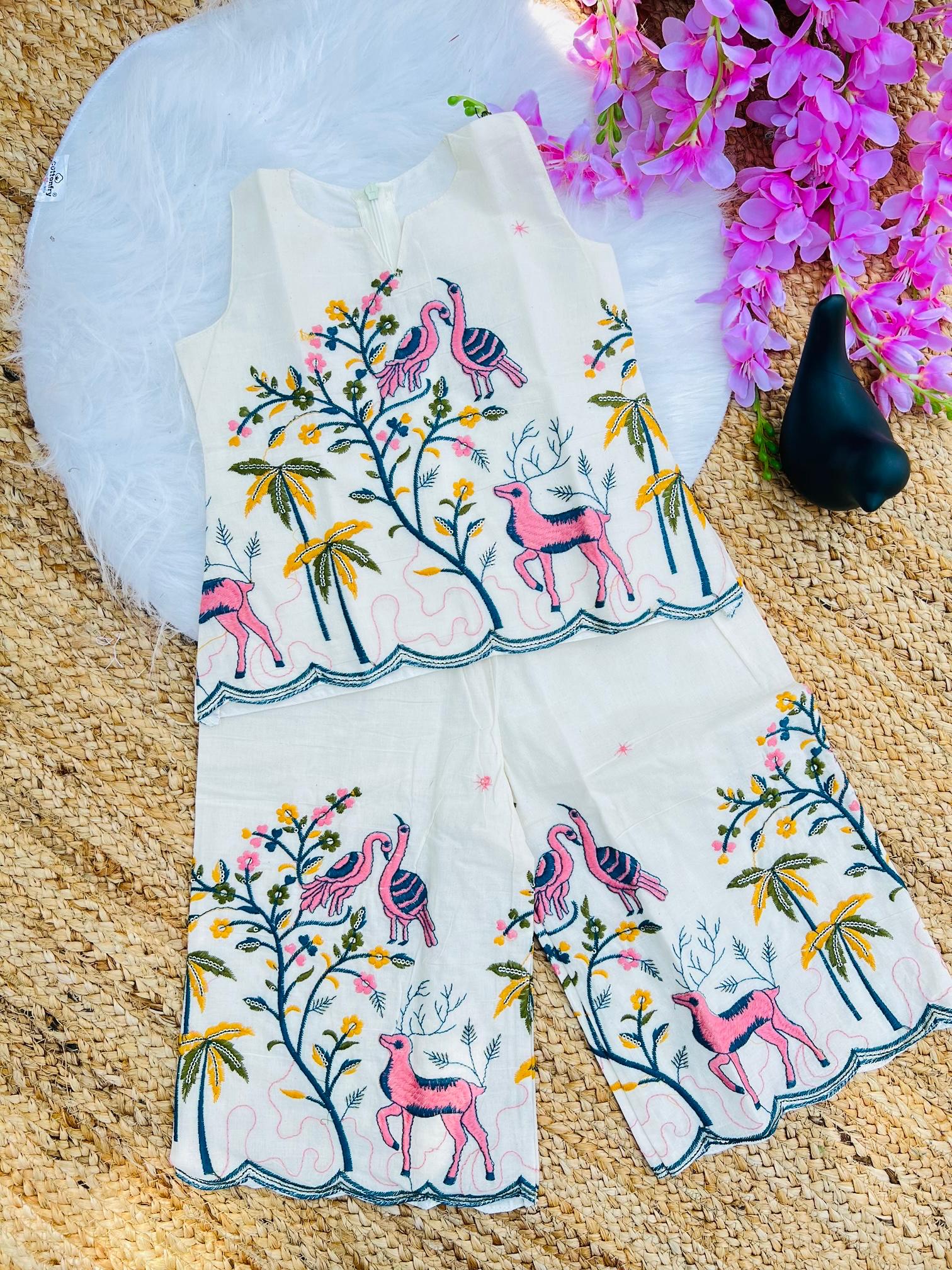Awesome Trending Cotton Fabric Embroidery work Cord-set