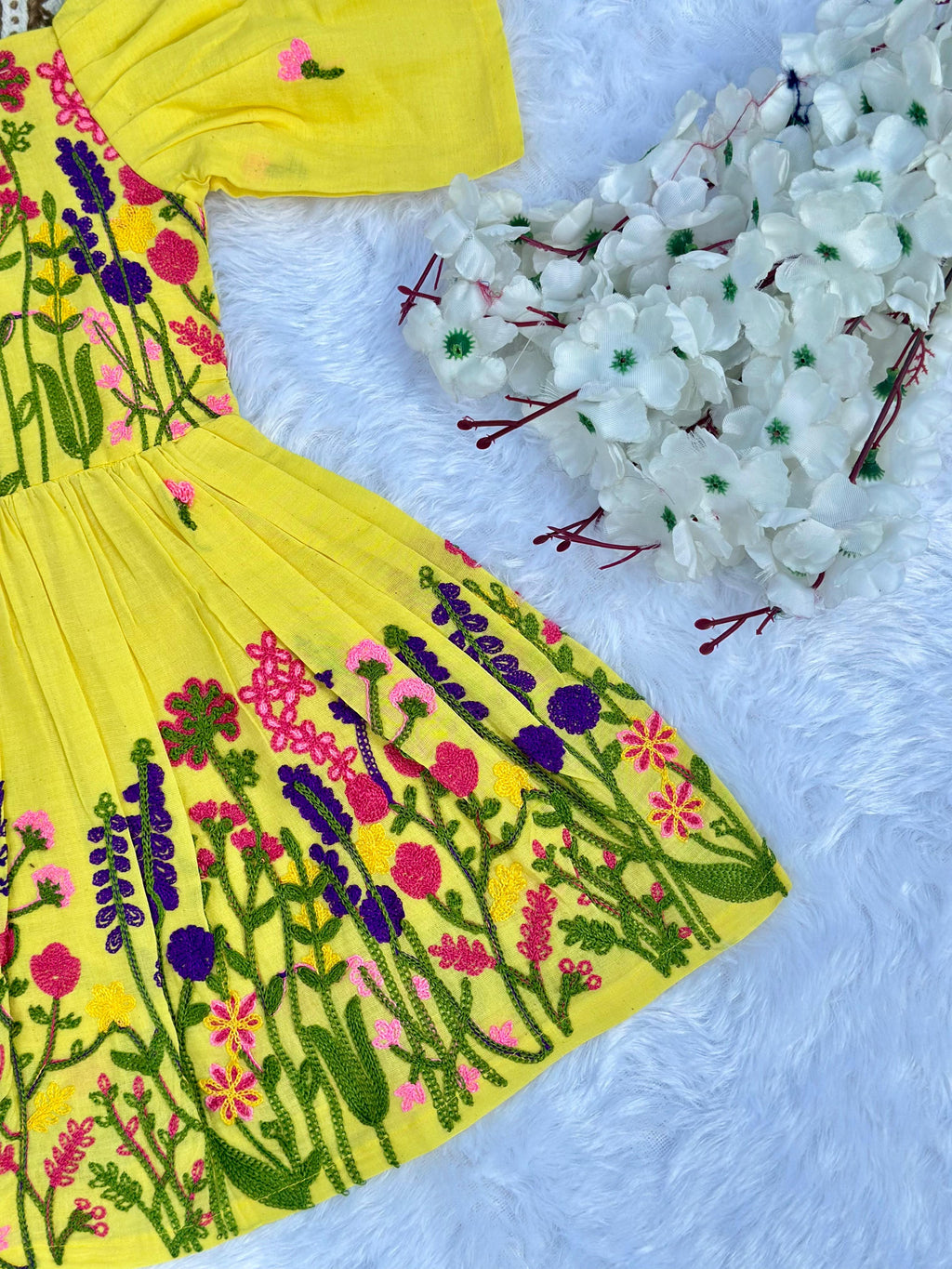 Comfort Chain Work on Pure Khadi Cotton Fabric Kids Frock
