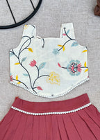 Exquisite Pure Khadi Cotton With Embroidery Work Lehenga With Top
