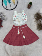 Exquisite Pure Khadi Cotton With Embroidery Work Lehenga With Top
