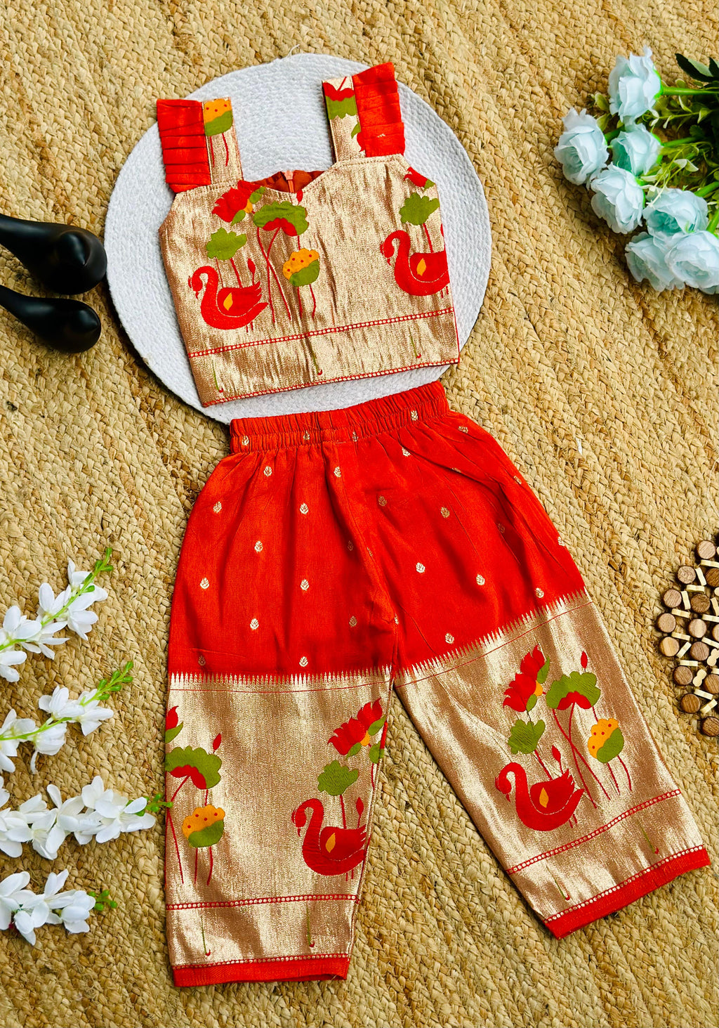 Elegant Gold Zari Work Kids Cord-Set