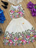 Beautiful Embroidered Kids Lehenga Choli Featuring Vibrant Bird And Floral Motifs