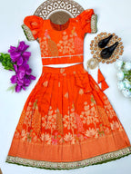 Royal Banarasi Peacock Design Kids Lehenga Choli Set