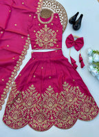 Designer Tissue Simmer Fabric Lehenga Choli with Gold Embroidery