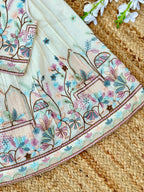 Girls' Off-White Lehenga Choli with Intricate Floral Embroidery