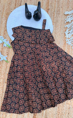 Handcrafted Ethnic Print Cotton  frock for Girls - Black & Maroon