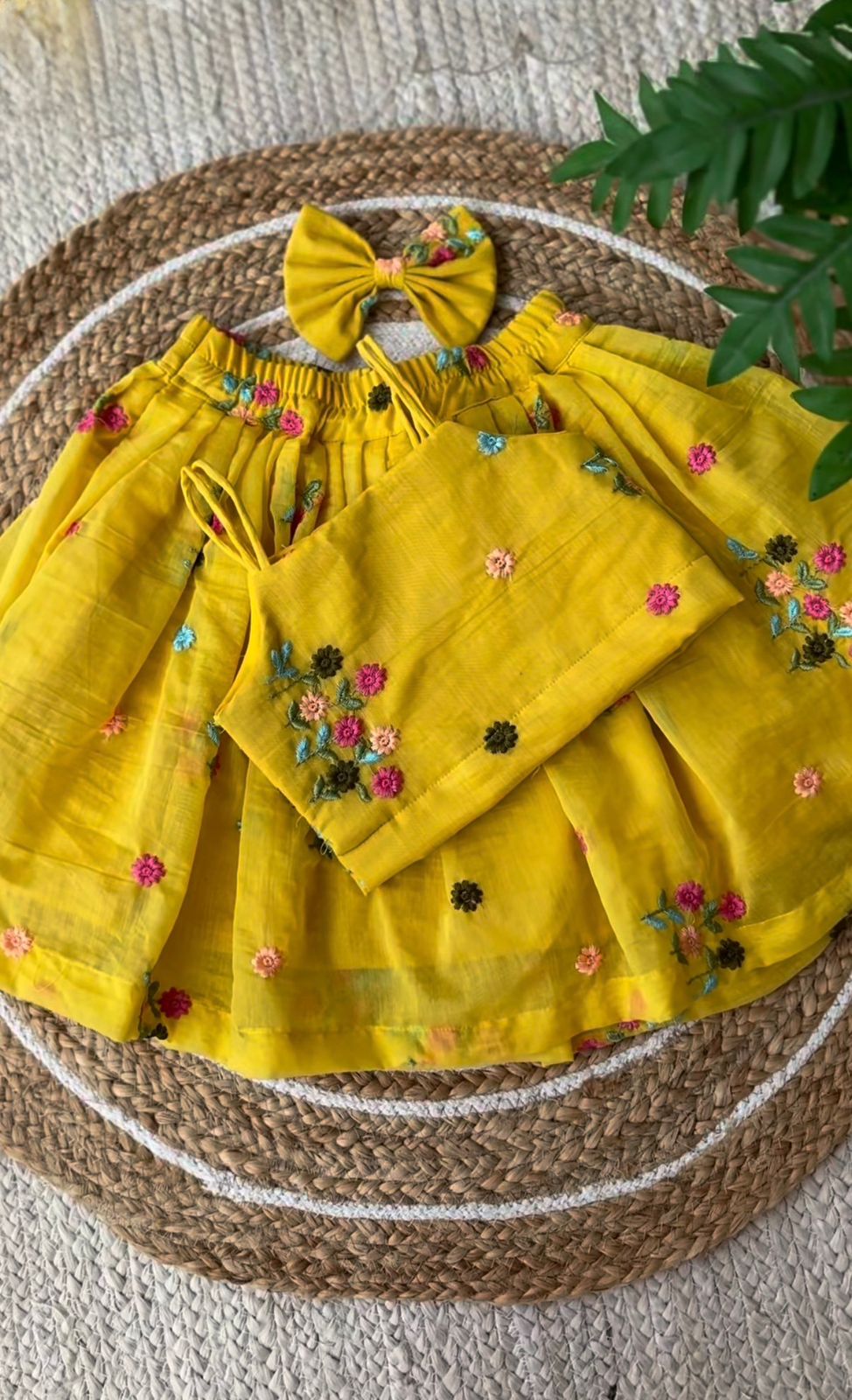 Premium Mul Chanderi Silk Floral Embroidered Lehenga Choli Set