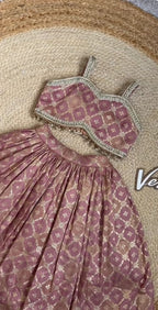 Kids Dola Tissue Jacquard Lehenga Choli Set with Embroidered Blouse for Girls