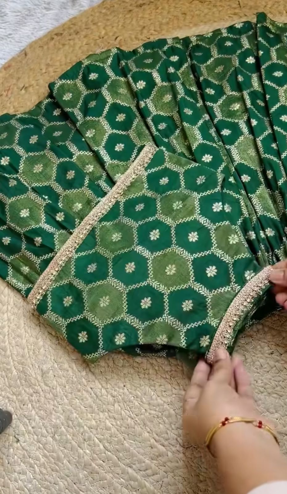 Kids Dola Tissue Jacquard Lehenga Choli Set with Embroidered Blouse for Girls