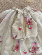 Floral Embroidery Cream Festive Outfit