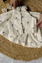 KID VASTRA Kids Cream Floral Embroidered Lehenga Choli Set