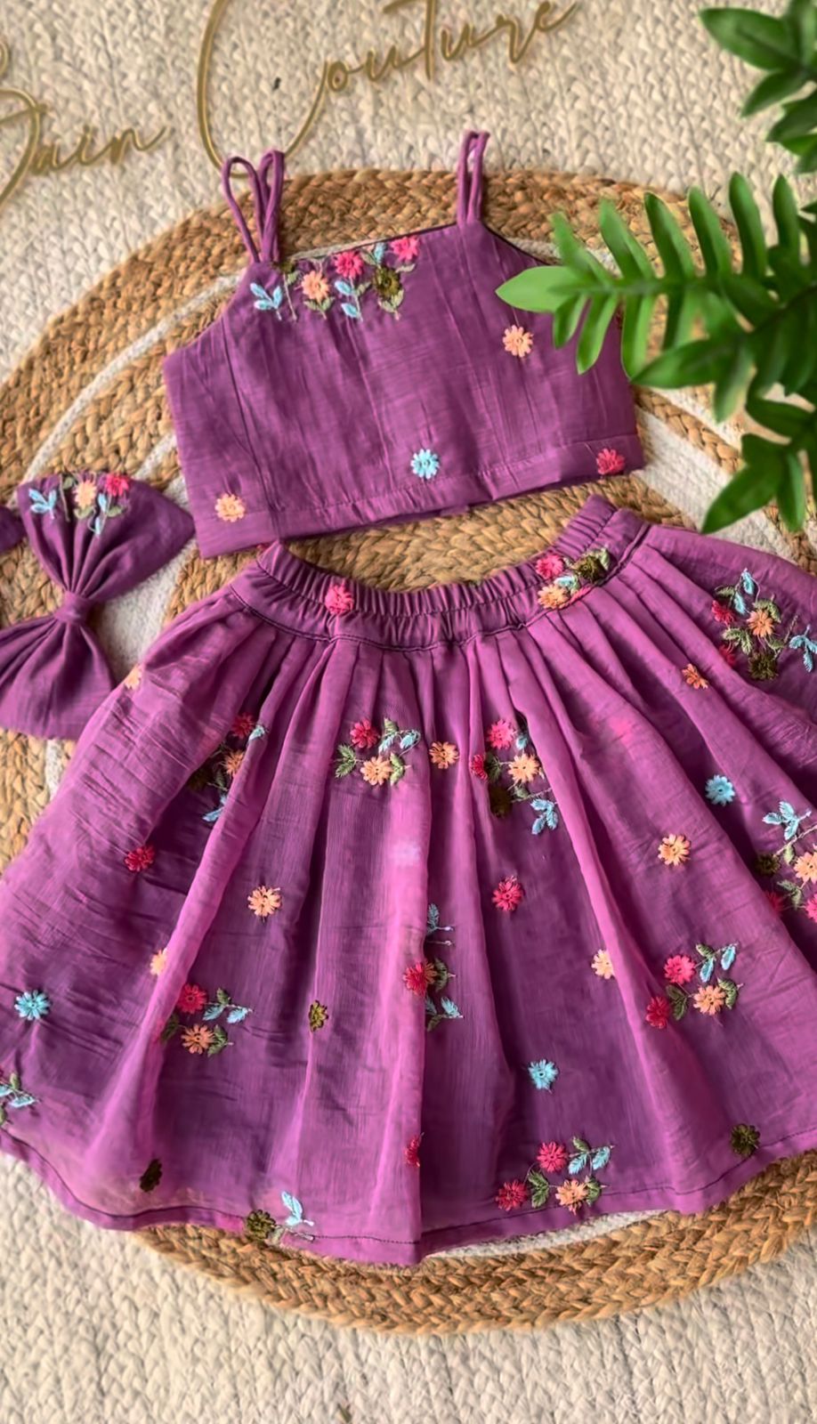 Premium Mul Chanderi Silk Floral Embroidered Lehenga Choli Set