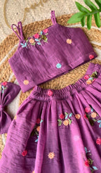 Premium Mul Chanderi Silk Floral Embroidered Lehenga Choli Set